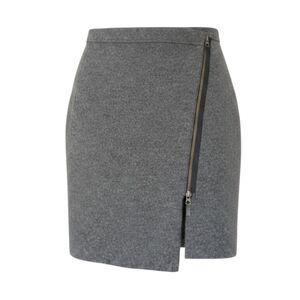 Sparrow by Anthropologie Dark Academia Wool Asymmetric Zip Mini Skirt Gray Work
